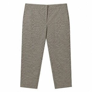 NWT$ J. JILL Gingham Check Cropped Pant Sz 16/Petite Black Tan Preppy Stretch